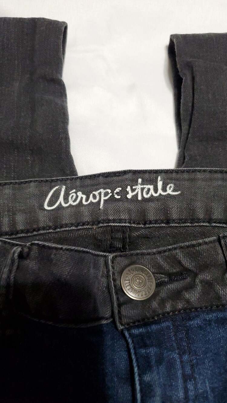 Aeropostale Bayla Skinny Two-Tone Blue & Black Jeans Size 6 - Picture 2 of 5